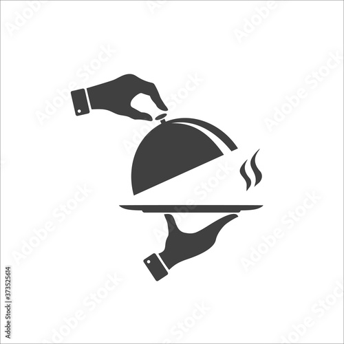 Covered plate flat icon. Vector illustration