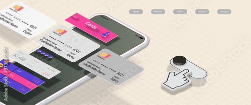Banner for a website with a banking app on the mobile phone screen