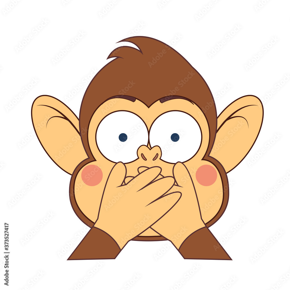 Cartoon of a cute monkey emoji - Vector Cartoon of a cute monkey emoji - Vector