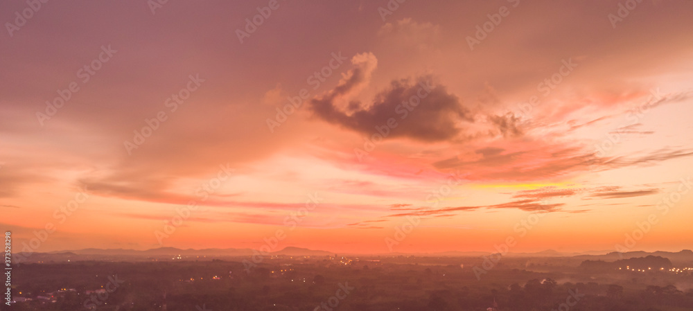 landscape and sunset aerial view