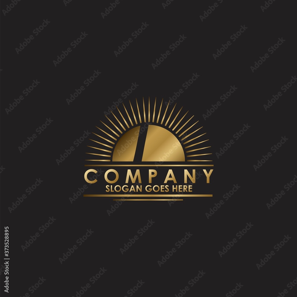 Fototapeta premium Gold Sun Initial Letter I Logo vector design for business identity
