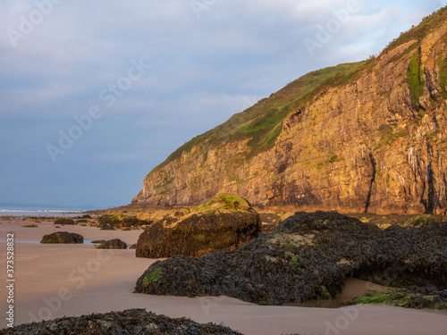 Pendine Sands, Camarthenshire, Wales, UK June 26, 2019 View of the scenic coastline of West Wales at Pendine Sands photo