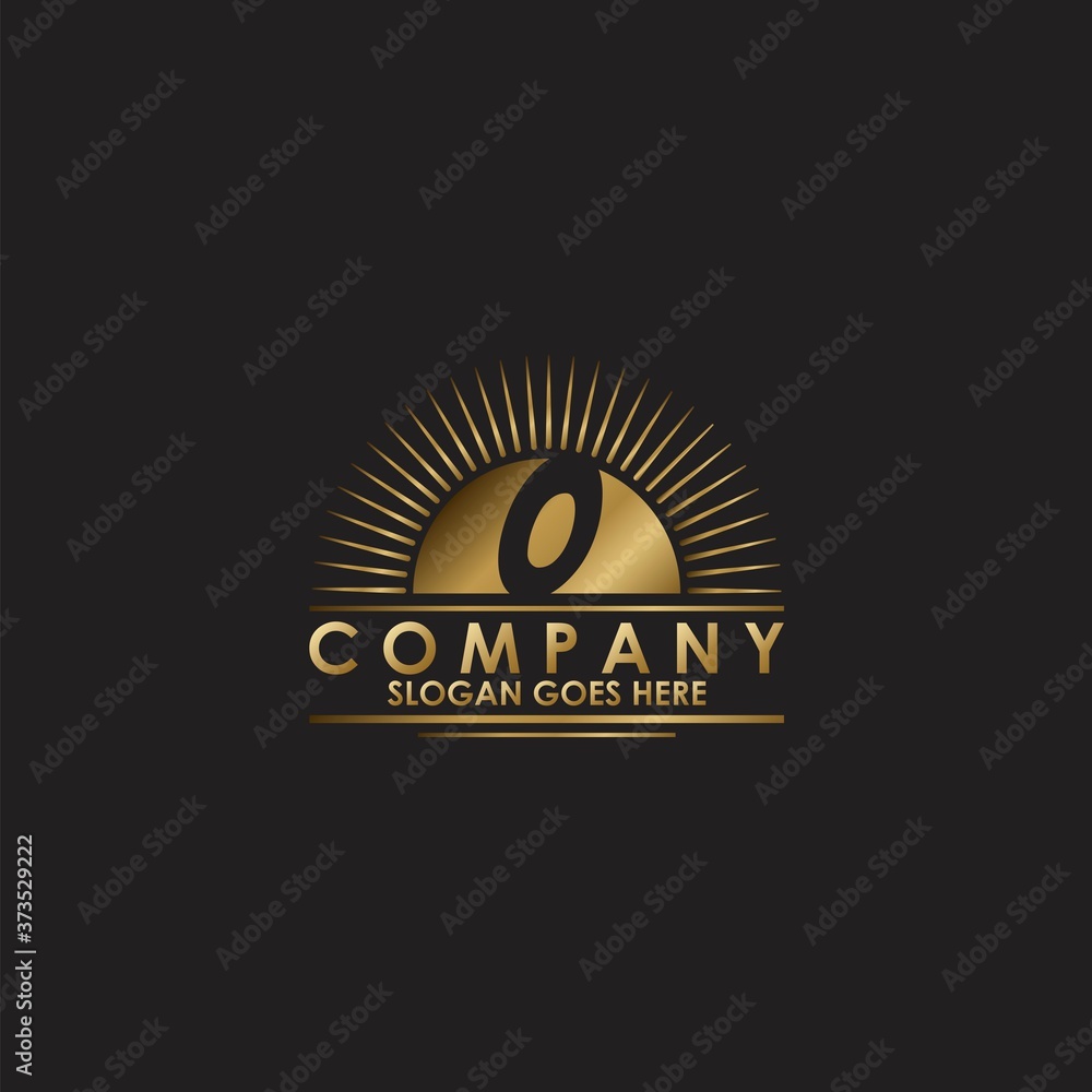 Fototapeta premium Gold Sun Initial Letter O Logo vector design for business identity