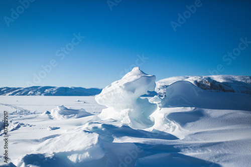 icy glacier winter landscape above arctic circle 