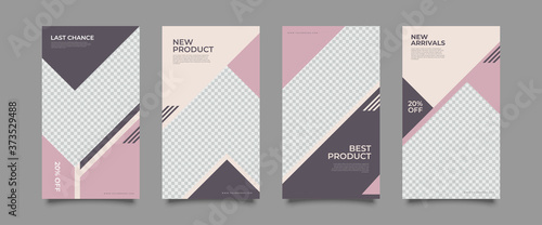 Design backgrounds for social media banner. Set of instagram stories and post frame templates.