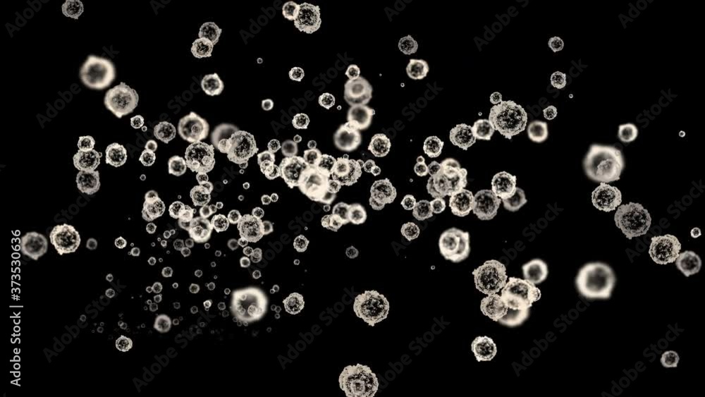Dust particles floating on a black background. 4K computer animation.
