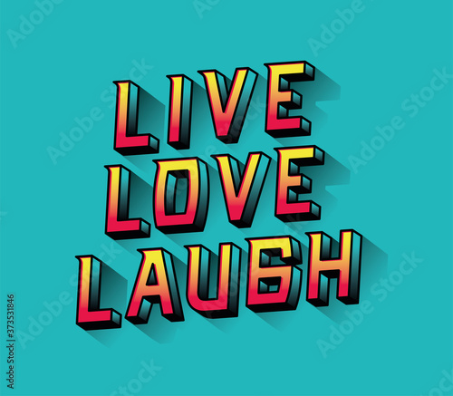 live love laugh lettering design, typography retro and comic theme Vector illustration