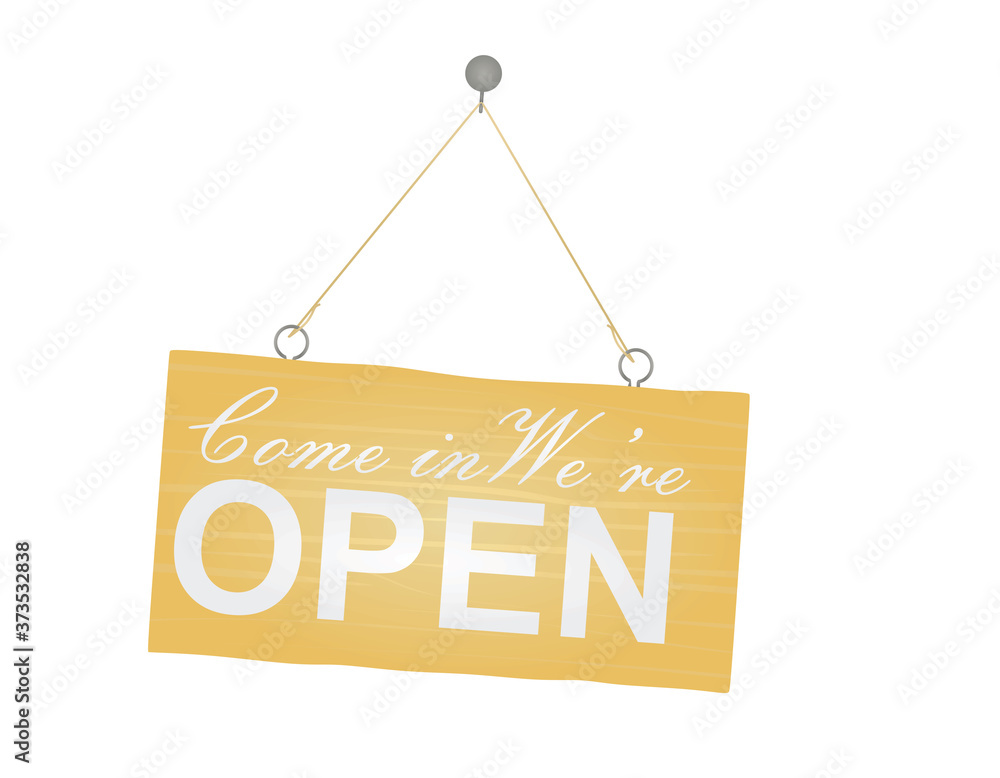 We are open hanging sign. vector illustration We are open hanging sign. vector illustration