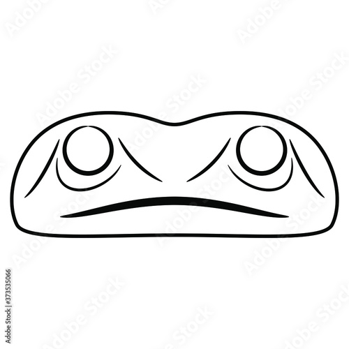 Stylized funny face of a frog. Black and white silhouette. Native American art of Haida Indians. Mask template.