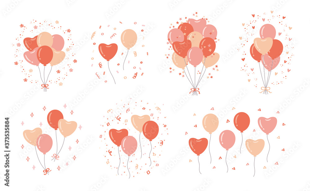 バレンタイン 風船 バルーン ハート 紙吹雪 キラキラ ベクター 素材 Vector De Stock Adobe Stock