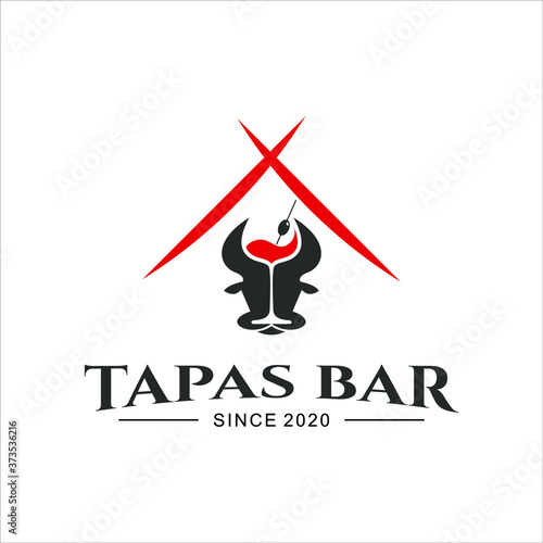 Tapas bar Spanish food logo design template cuisine and gourmet vector inspiration