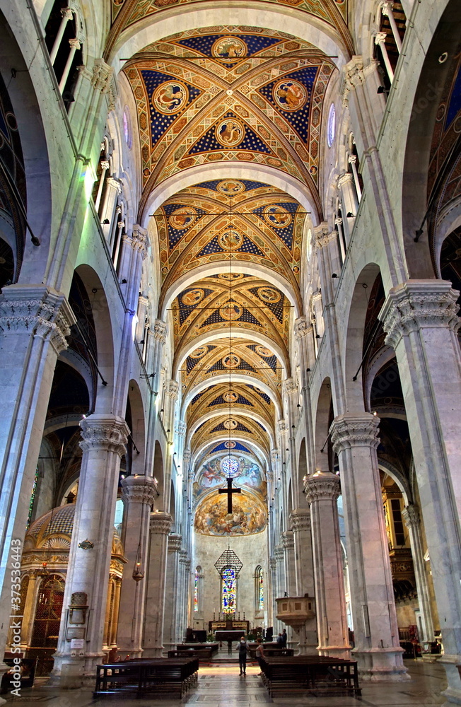 architectural details of san Martin duomo cathedral in Lucca, Tuscany, Italy