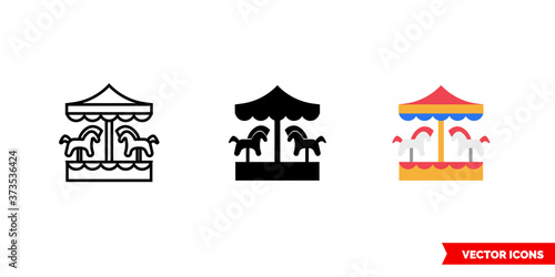 Carousel icon of 3 types color, black and white, outline. Isolated vector sign symbol.