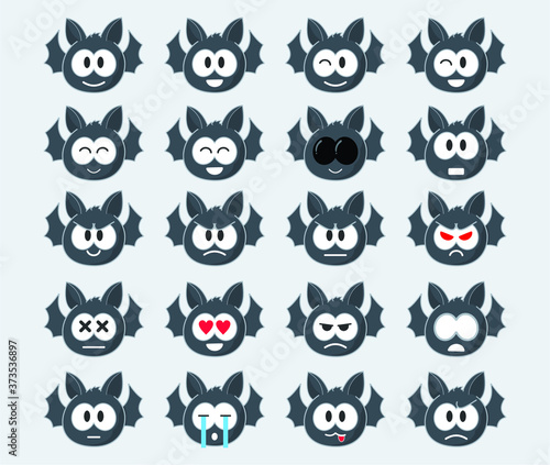 Emoticon Icon Logo Microbat Cute With Set Different Expression Design