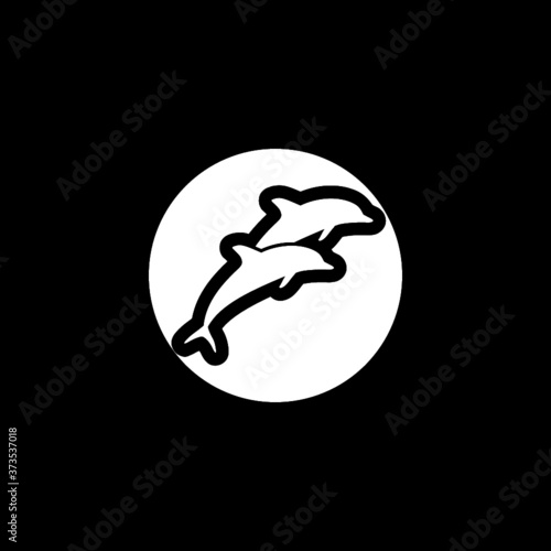 Dolphin icon isolated on dark background