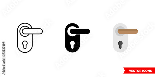 Door knob icon of 3 types color, black and white, outline. Isolated vector sign symbol.