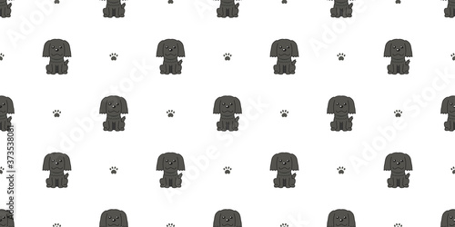 Cartoon character black dog seamless pattern background for design.