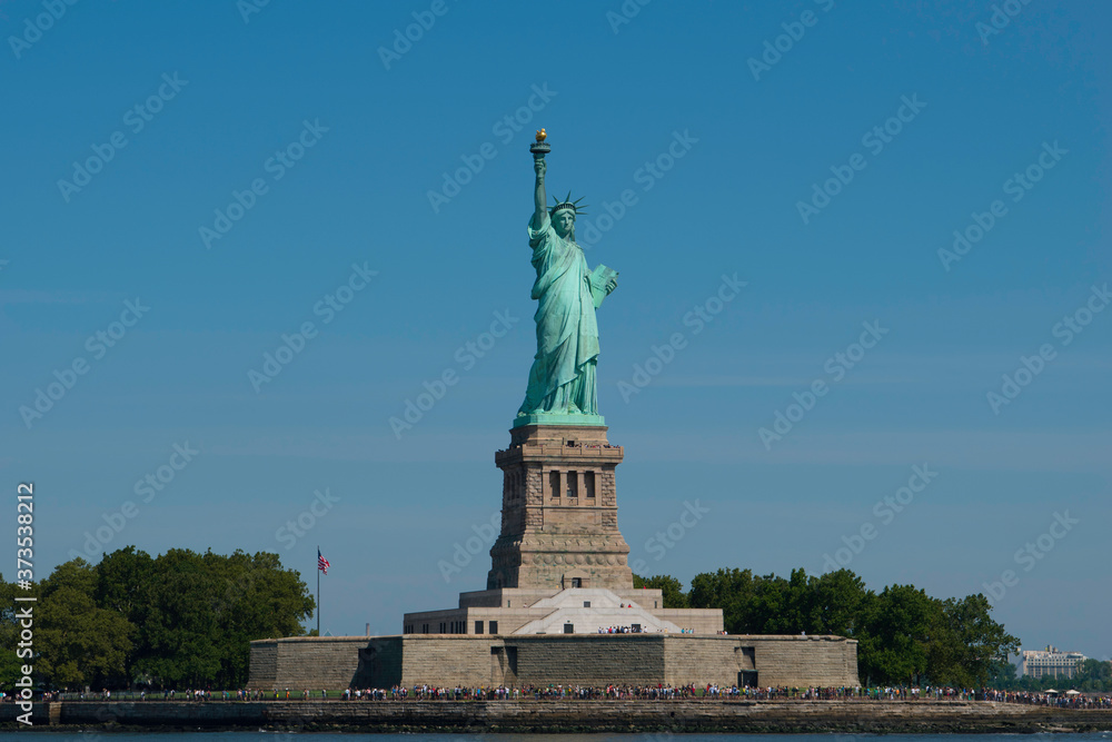 The statue of Liberty and Manhattan, New York City