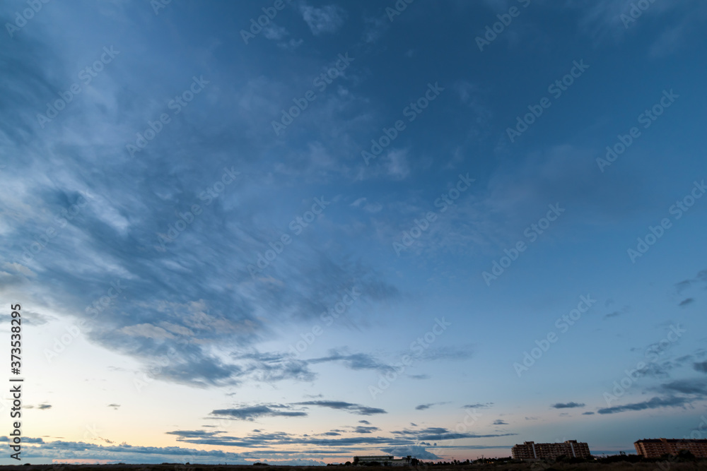 Obraz premium Sunrise Sundown Sanset Sky with colorful clouds, without birds, clear and worm evening