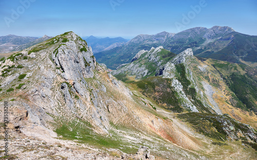 Views of Region of Babia, Province of Leon on the way to Calabazosa peak from Torrestio village, Spain photo