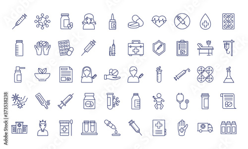 bundle of fifty medical set icons