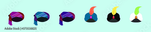 set of turban cartoon icon design template with various models. vector illustration