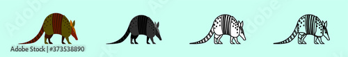set of armadillo cartoon icon design template with various models. vector illustration