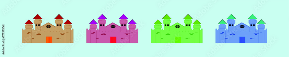 set of castle cartoon icon design template with various models. vector illustration