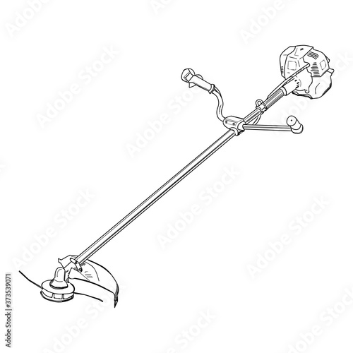 Brushcutter, cartoon concept, on a white background.
