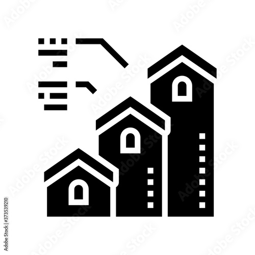 mortgage from little to big house glyph icon vector. mortgage from little to big house sign. isolated contour symbol black illustration