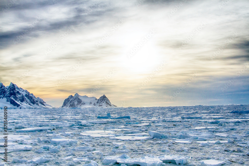 Sunset at Lemaire Channel, Antarctica Sunset at Lemaire Channel, Antarctica