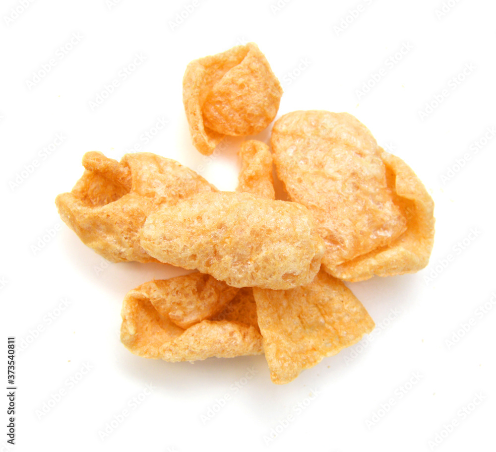 Pork snack, Thai food isolated on white background Pork snack, Thai food isolated on white background