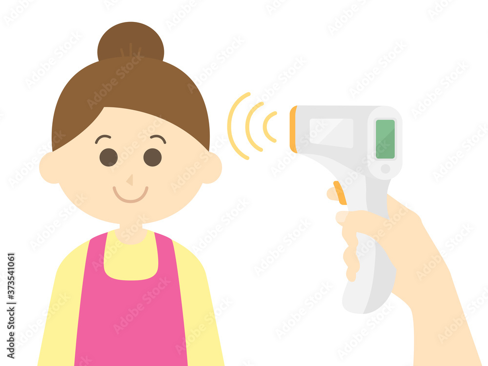検温される女性のイラスト 検温される女性のイラスト