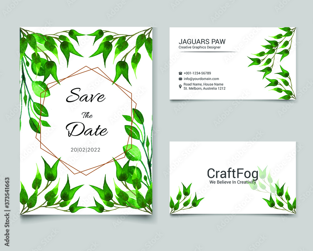 Watercolor Floral Wedding invitation and Business card