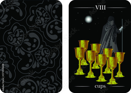 tarot cards 8 cups vector shirt card pattern