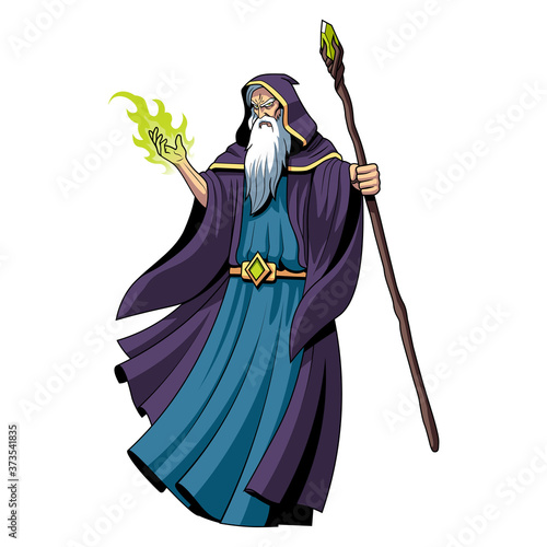 Isolated evil wizard. Fictional and mythological characters - Vector