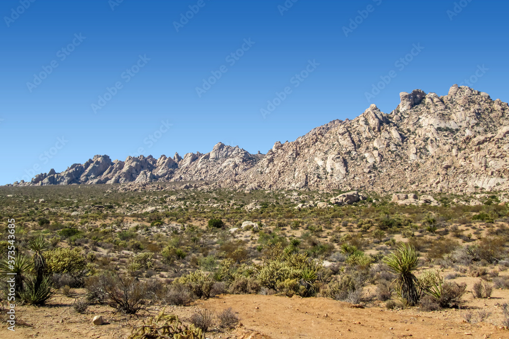 View of a boulder mountain range in Southern Nevada