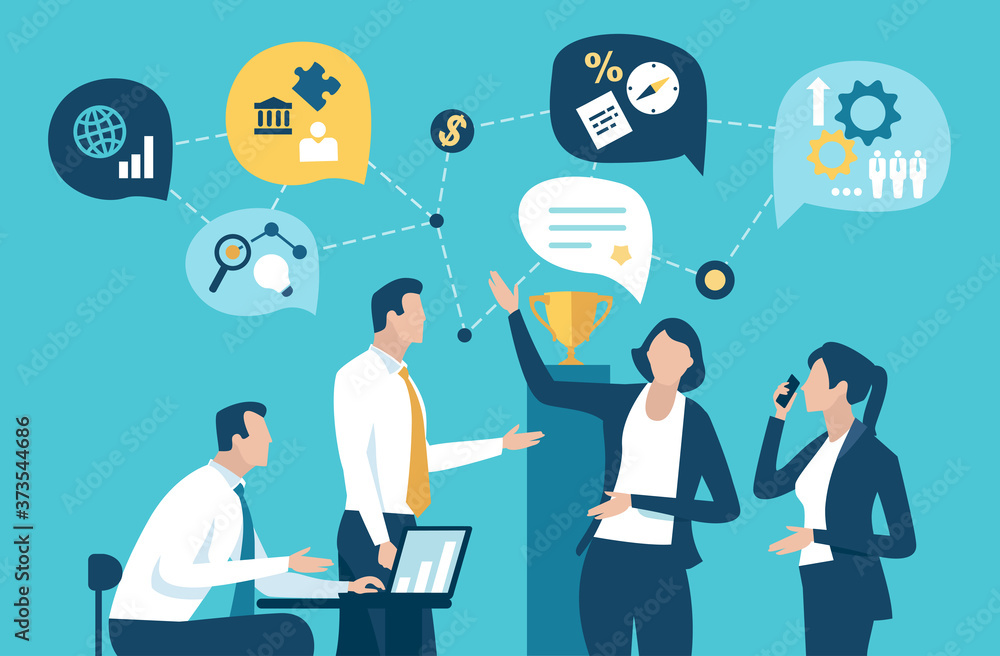 Business meeting. Office teamwork concept. Vector illustration.. Business meeting. Office teamwork concept. Vector illustration..