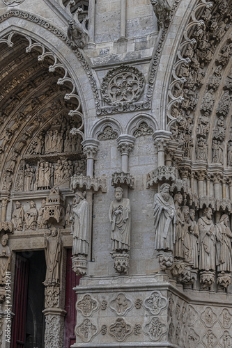 Fragment of Amiens Gothic Cathedral (Basilique Cathedrale Notre-Dame d'Amiens, 1220 - 1288). Amiens, Somme, Picardie, France.