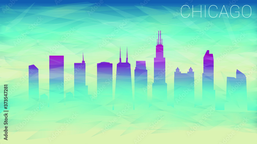 Chicago Illinois City USA. Broken Glass Abstract Geometric Dynamic Textured. Banner Background. Colorful Shape Composition. Chicago Illinois City USA. Broken Glass Abstract Geometric Dynamic Textured. Banner Background. Colorful Shape Composition.