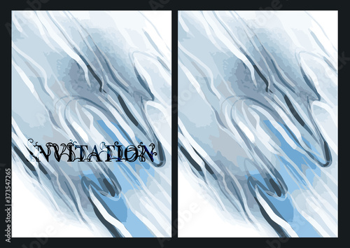 The inscription "invitation" with a forest cone on a beautiful watercolor decorative background. Botanical design. Perfect for postcards, banners, covers, invitations. EPS 10