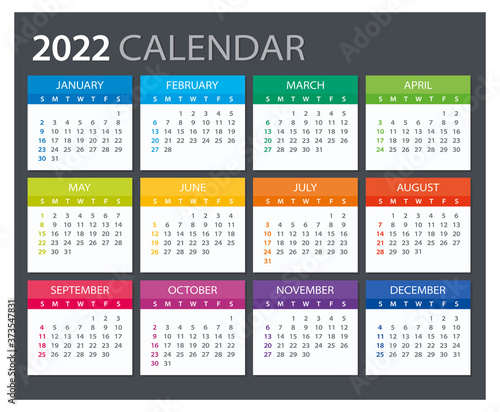 2022 Calendar - illustration. Template. Mock up
