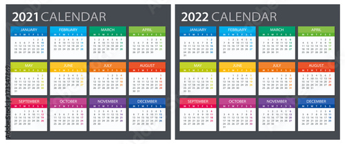 2021 2022 Calendar - illustration. Template. Mock up