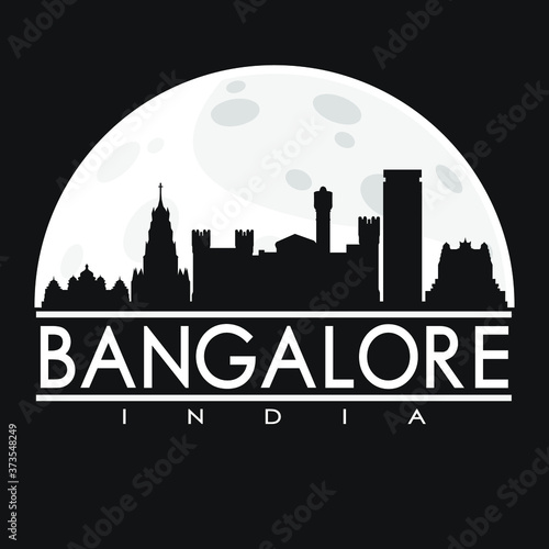 Wallpaper Mural Bangalore India Full Moon Night Skyline Silhouette Design City Vector Art. Torontodigital.ca