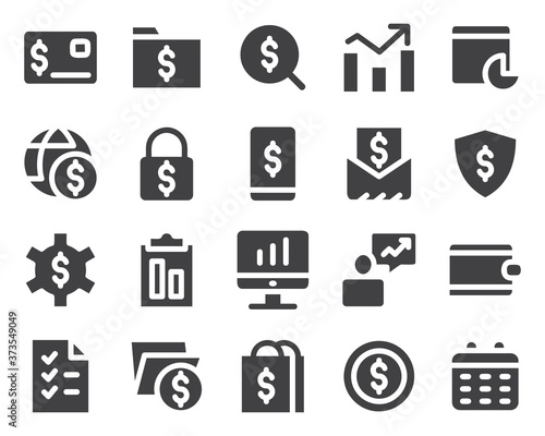 financial icon set filled bundle