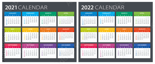 2021 2022 Calendar - illustration. Template. Mock up
