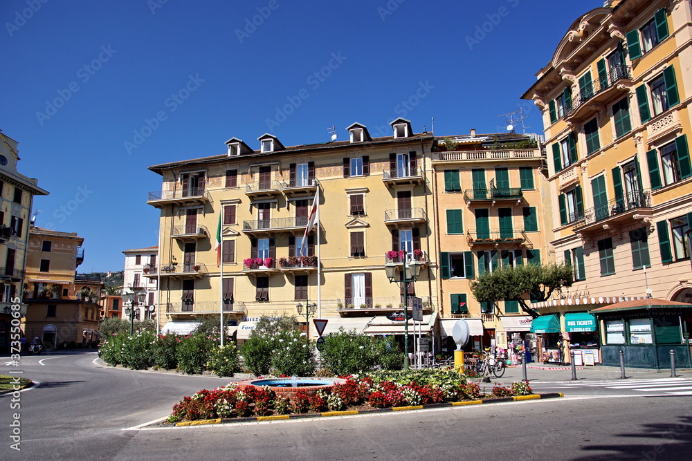 Architecture of Santa Margherita Ligure - popular touristic destination in summer at Italy