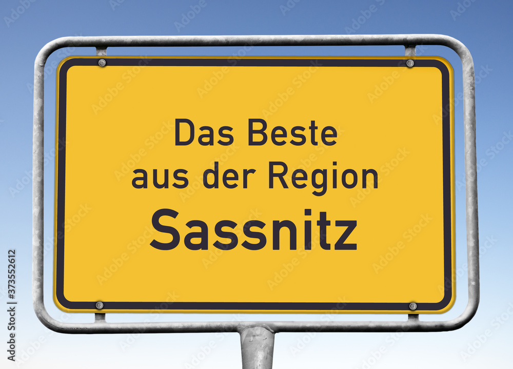 Ortswerbeschild „Das Beste aus der Region Sassnitz“