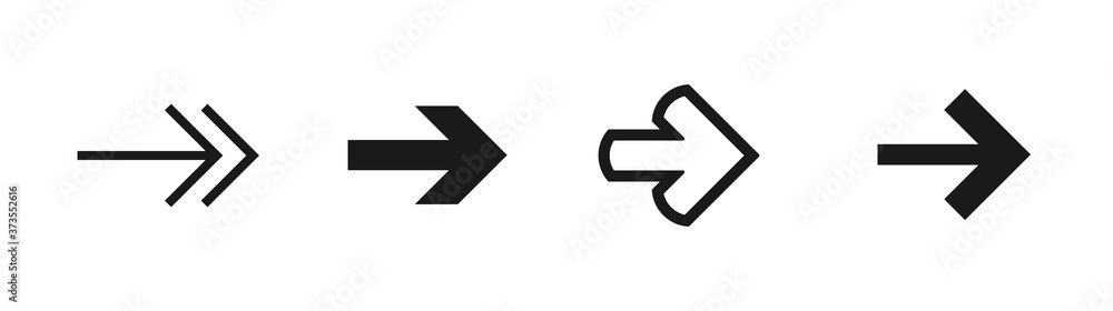 black right arrows set. Flat icon isolated on white. Continue icon. black right arrows set. Flat icon isolated on white. Continue icon.
