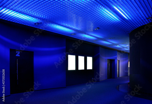 Multi-screen cinema corridor
